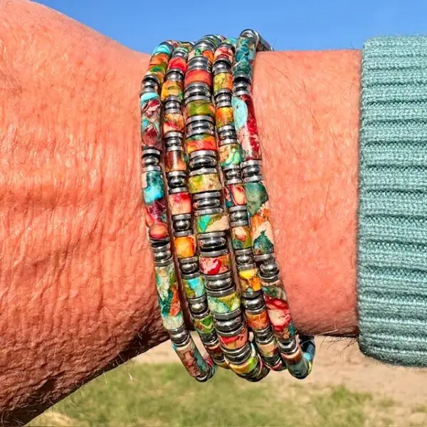 Platte kralen armbandset Jackson 5-delig  multicolor 4 en 6mm met Edelstaal