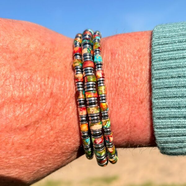 Platte kralen armbandset Jackson 5-delig  multicolor 4 en 6mm met Edelstaal - Afbeelding 5