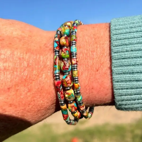 Platte kralen armbandset Jackson 5-delig  multicolor 4 en 6mm met Edelstaal - Afbeelding 6