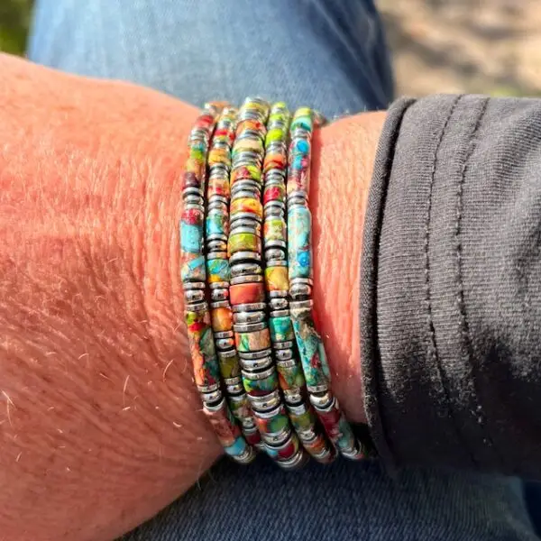 Platte kralen armbandset Jackson 5-delig  multicolor 4 en 6mm met Edelstaal - Afbeelding 3