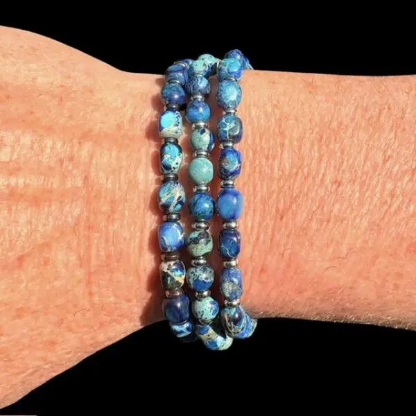 Armbandset JaXX / The beads of Happiness the Color of the Sea met Roestvrij staal