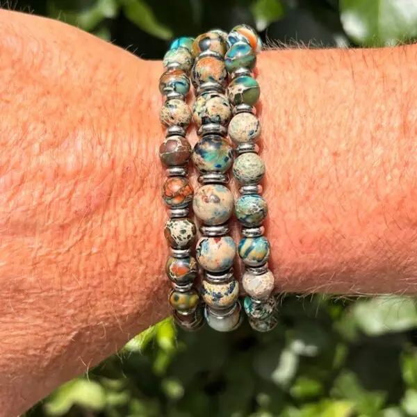 Armbandset JaXX the colors of the sea Imperial Jasper AAA 3-Delig Brown version