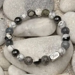 JaXX Kralen armband  Ibiza San Juan met Sterling zilveren eindbead 10mm