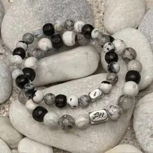 JaXX Kralen armband  Ibiza Santa Eularia met Sterling zilveren eindbead en  Ebbenhouten Matra's 8 en 10mm