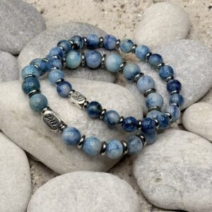 JaXX armband blauwe Chrysocolla met Sterling zilvere eindbead