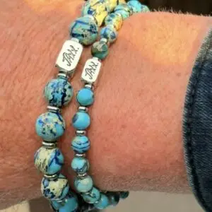 JaXX armband blauwe zee segment Imperial Jasper AAA 6 en 10mm met Sterling zillveren eindbead