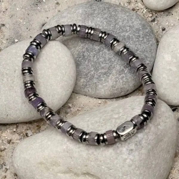 JaXX Armband model Jackson Amethist met Sterling zilveren eindbead
