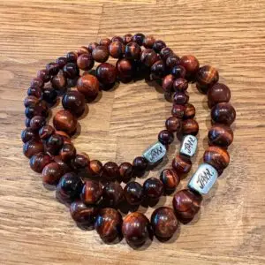 JaXX armband Tijgeroog donkerbruin AAAA 6,8 en 10mm met Sterling zillveren eindbead