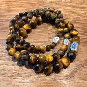 JaXX armband Tijgeroog bruin AAAA 6,8 en 10mm met Sterling zillveren eindbead