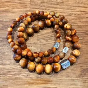 JaXX armband Tijgeroog gold AAAA 6,8 en 10mm met Sterling zillveren eindbead