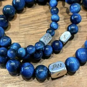 Blue gemstone bracelets with silver accents