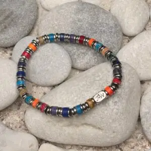 JaXX Armband model Jackson mixed colors met Sterling zilvere eindbead
