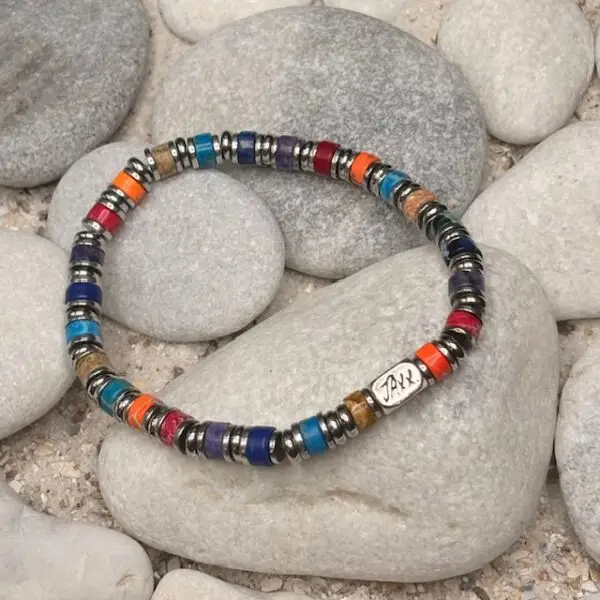 JaXX Armband model Jackson mixed colors met Sterling zilvere eindbead