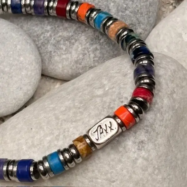 JaXX Armband model Jackson mixed colors met Sterling zilvere eindbead - Afbeelding 2