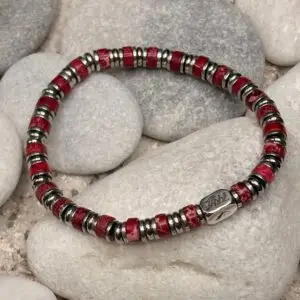 JaXX Armband model Jackson rood met Sterling zilveren eindbead