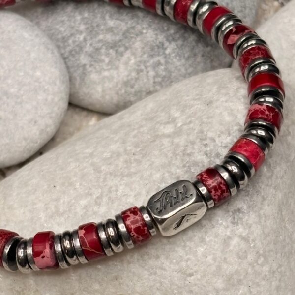 JaXX Armband model Jackson rood met Sterling zilveren eindbead - Afbeelding 2