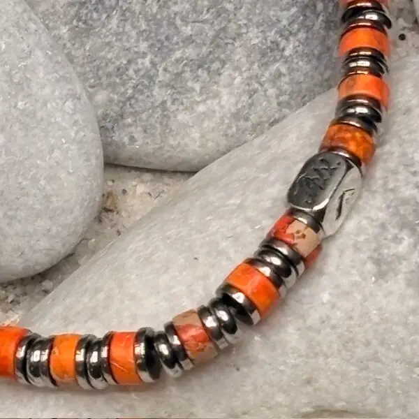 JaXX Armband model Jackson oranje met Sterling zilveren eindbead - Afbeelding 2