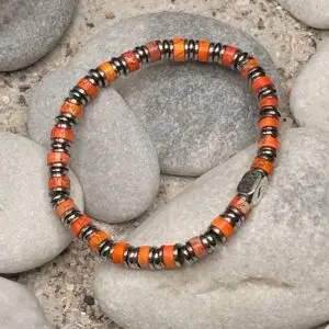 JaXX Armband model Jackson oranje met Sterling zilveren eindbead