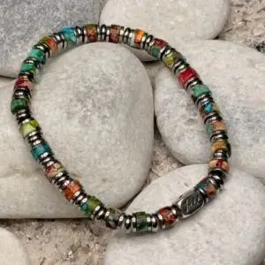 JaXX Armband model Jackson mulitcolor Tropical met Sterling zilveren eindbead