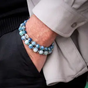 JaXX armband blauwe Chrysocolla met Sterling zilvere eindbead