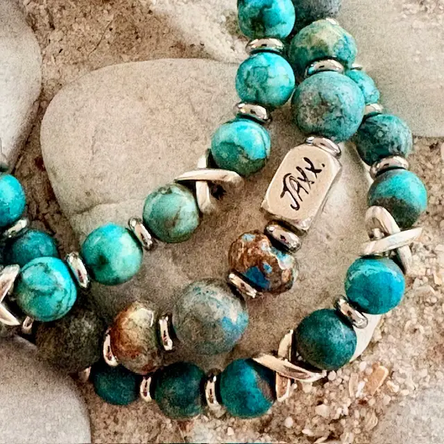 JaXX armbandset Cross Softtones groen groen 8 en 10mm en Sterling zilveren eindbead - Afbeelding 3