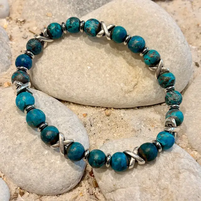 JaXX armbandset Cross Softtones groen groen 8 en 10mm en Sterling zilveren eindbead - Afbeelding 4