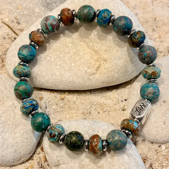 JaXX armbandset Cross Softtones groen groen 8 en 10mm en Sterling zilveren eindbead - Afbeelding 5