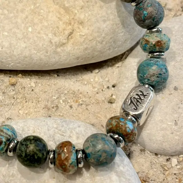 JaXX armbandset Cross Softtones groen groen 8 en 10mm en Sterling zilveren eindbead - Afbeelding 6