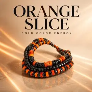 Armbandset platte Heishi kralen Oranje 6 mm met Hematiet
