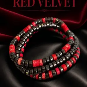 Kralen armband set Red Velvet van Heishi kralen 6mm en Hematiet 6mm