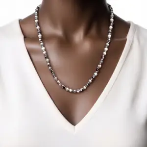 Ketting 60 cm van platte Heishi kralen Multicolour met Hematiet spacers