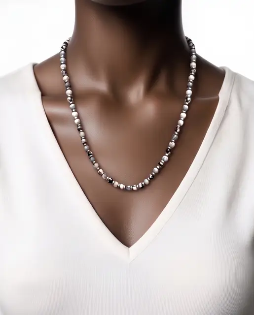 Ketting 60 cm van platte Heishi kralen Multicolour met Hematiet spacers